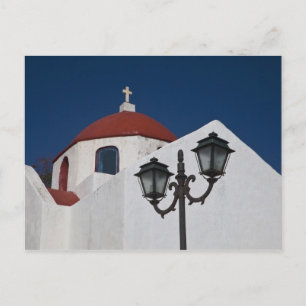 Griekenland, Mykonos, Chapel met rode koepel en Briefkaart
