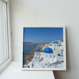 Griekenland Oia Santorini Blue Dome Vacation Canvas Afdruk