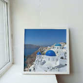 Griekenland Oia Santorini Blue Dome Vacation Canvas Afdruk