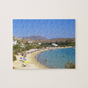 Griekenland, Paros Island, Krios Beach van bovenaf Legpuzzel