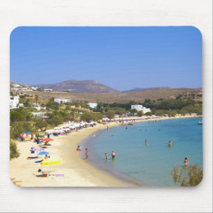 Griekenland, Paros Island, Krios Beach van bovenaf Muismat
