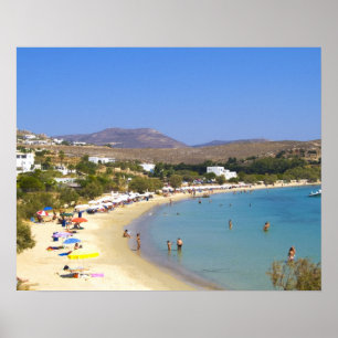 Griekenland, Paros Island, Krios Beach van bovenaf Poster