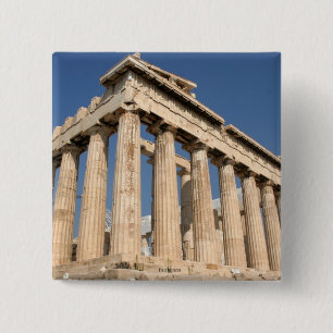 GRIEKENLAND: Pinback-knop van Parthenon Vierkante Button 5,1 Cm
