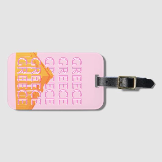 Griekenland, Reiskunst, Roze Bagagelabel (Voorkant (horizontaal))