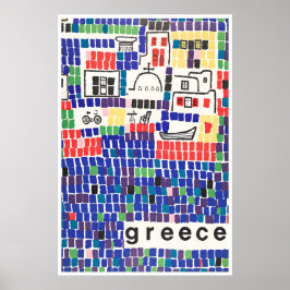 Griekenland Reisposter Griekse Kunst Mozaïekprint Poster