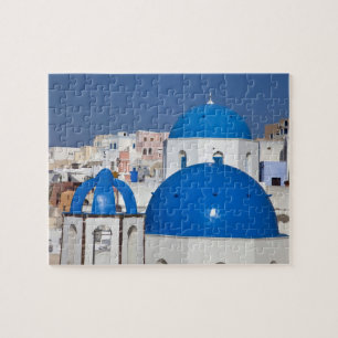 Griekenland, Santorini. Klokkentoren en blauwe koe Legpuzzel
