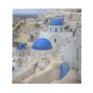 Griekenland, Santorini. Klokkentoren en blauwe koe Notitieblok