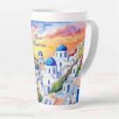 Griekenland Santorini Waterverf schets Egeïsch Zee Latte Mok (Rechterhoek)