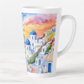 Griekenland Santorini Waterverf schets Egeïsch Zee Latte Mok (Rechts)