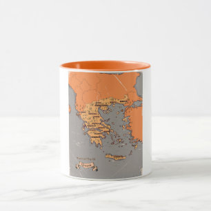 Griekenland Vintage Kaart van Provincies Mok