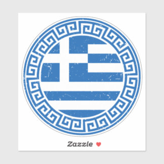 griekenland vlag met grieks sleutelpatroon noodlij sticker