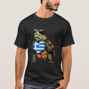 Griekenland Vlag Schildpad Hellenisch Grieks Trots T-shirt