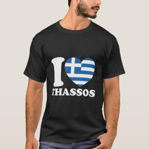 Griekenland Vlag Thassos Reizen Thassos Kaart I Lo T-shirt
