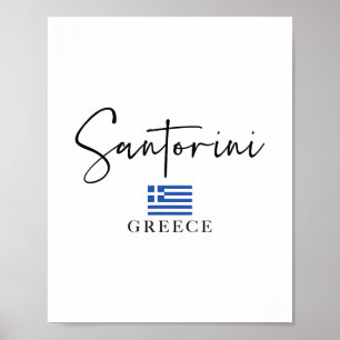 Griekenland Vlag Vakantie - Eiland Santorini Poster