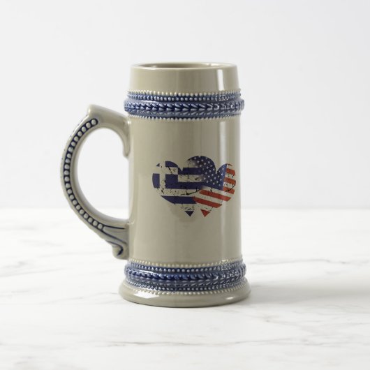 Griekenland vlag VS vlag Griekse Onafhankelijkheid Bierpul (Links)