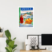 Griekenland, vruchten op tafel, uitzicht van het v poster (Thuiskantoor)