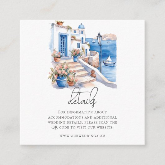 Griekenland Waterverf Huwelijk QR Code Informatiekaartje (Voorkant)