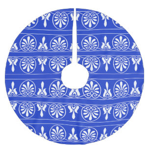Grieks Arabesk Mediterraan Patroon Blauw Kerstboom Rok