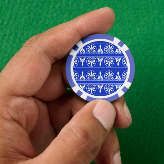 Grieks Arabesk Mediterraan Patroon Blauw Poker Chips (Hand)