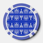 Grieks Arabesk Mediterraan Patroon Blauw Poker Chips (Achterkant)