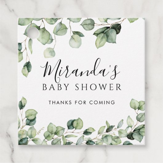 Grieks Baby shower Eucalyptus Favor Gift Label (Voorkant)