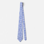Grieks Baroque Arabesque Pattern Azure Blue White Stropdas (Voorkant)