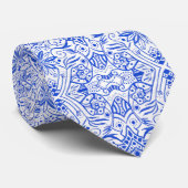 Grieks Baroque Arabesque Pattern Azure Blue White Stropdas (Opgerold)