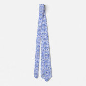 Grieks Baroque Arabesque Pattern Azure Blue White Stropdas (Achterkant)