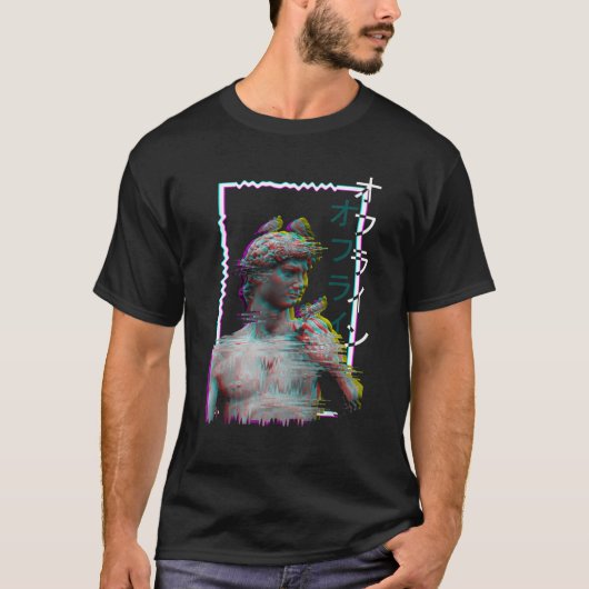 Grieks beeld Oude vaporwave esthetische synthwave T-shirt (Voorkant)