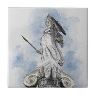 Grieks beeld van de keramische Tegel van Athena -  Tegeltje