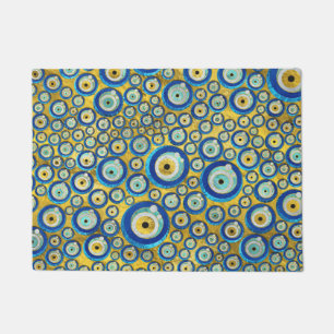 Grieks blauw glazen flessenoog deurmat