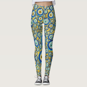 Grieks blauw glazen flessenoog leggings