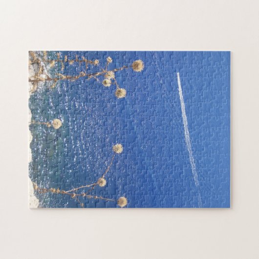 Grieks blauw Zee Jigzaag Puzzle Legpuzzel (Horizontaal)