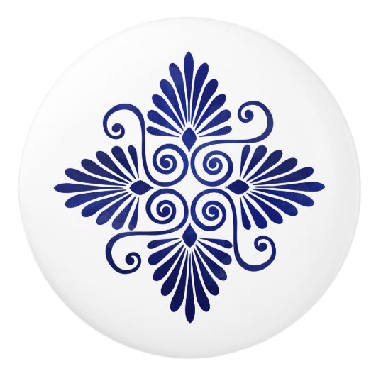 Grieks Bloeiend Ornament Keramische Knop (Voorkant)