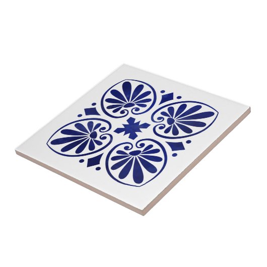 Grieks Bloeiend Ornament Tegeltje (Zijkant)