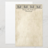  Grieks Bloemen Border Perkament met Naam Briefpapier (Voorkant / Achterkant)