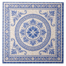 Grieks bloemenmedaillon – decoratieve keramische t