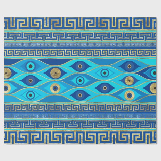 Grieks boze oog en Griekse sleutelversiering Cadeaupapier (Vlak)