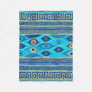Grieks boze oog en Griekse sleutelversiering Fleece Deken