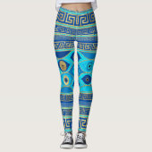 Grieks boze oog en Griekse sleutelversiering Leggings (Voorkant)