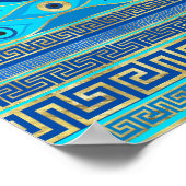 Grieks boze oog en Griekse sleutelversiering Poster (Hoek)