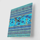 Grieks boze oog en Griekse sleutelversiering Vierkante Klok (Hoek)