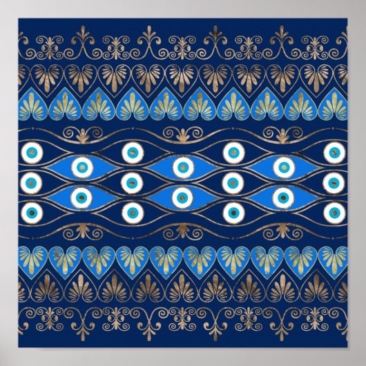Grieks-boze oog-sierbloem poster (Voorkant)