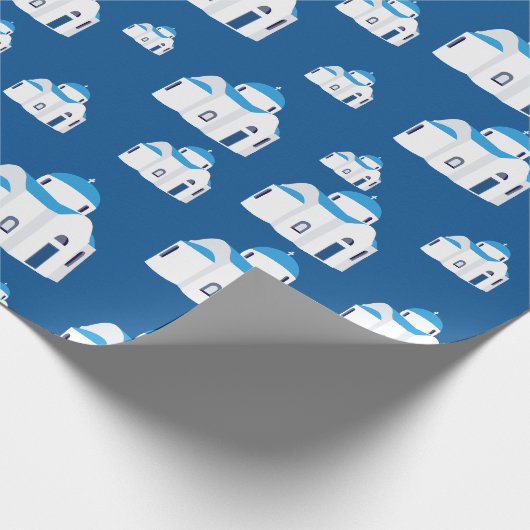 Grieks-eiland Santorini Blue Dome Church Cadeaupapier (Hoek)