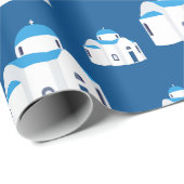 Grieks-eiland Santorini Blue Dome Church Cadeaupapier (Rol Hoek)