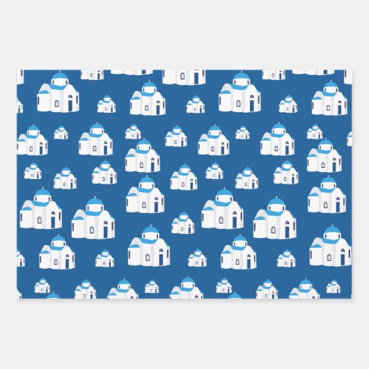Grieks-eiland Santorini Blue Dome Church Inpakpapier Vel (Voorkant 2)