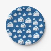 Grieks-eiland Santorini Blue Dome Church Papieren Bordje (Voorkant)