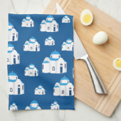 Grieks-eiland Santorini Blue Dome Church Theedoek (Quarter Fold)