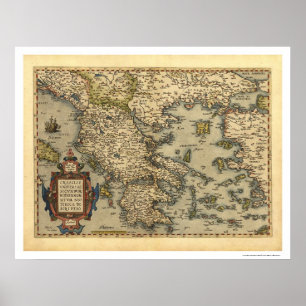 Grieks eilandenkaart Ortelius 1570 Poster