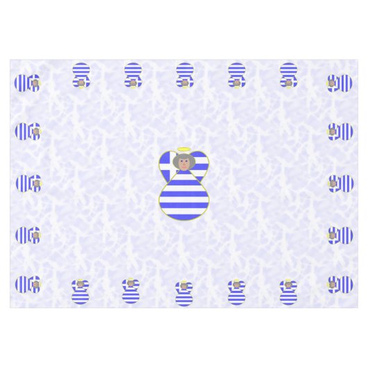 Grieks engel grijs haar geperst in vlaggetableclot tafelkleed (Voorkant (Horizontaal))